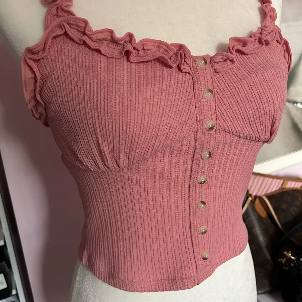💝Pink cropped tank top - Picture 2 of 4